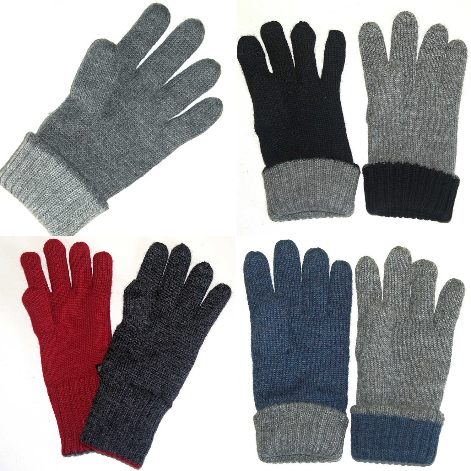 Wendehandschuhe/revers. gloves Damen/women, Farbe/colour: hellgrau-lila/silver-violett, Größe/size: L