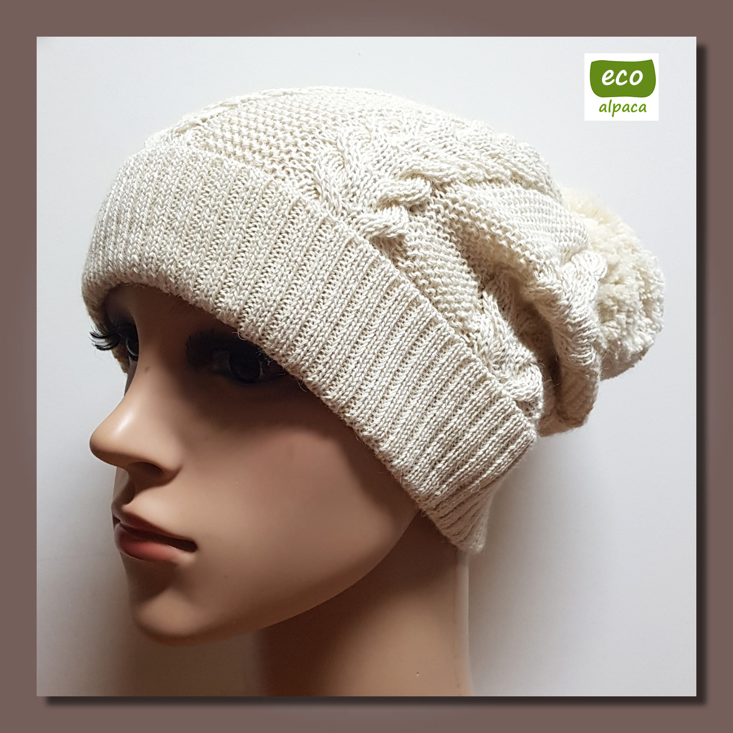 Mütze/hat TACNA mit Wollbommel/with wool pompom, Farbe/colour: weiß/white eco